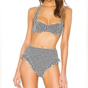 SOLID & STRIPED Black and White gingham Bikini M
